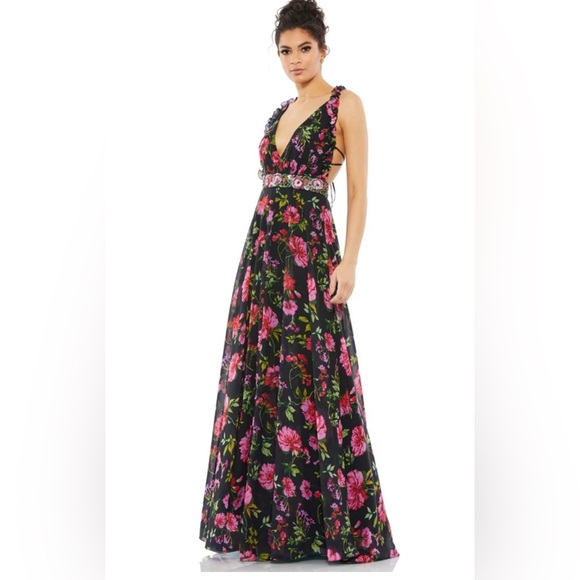 Ieena for Mac Duggal 9156 Tie Back Beaded Waist Dress , size 2 - Picture 1 of 8